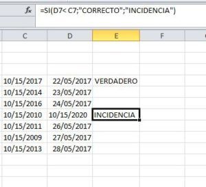 pasos para comparar fechas en Excel