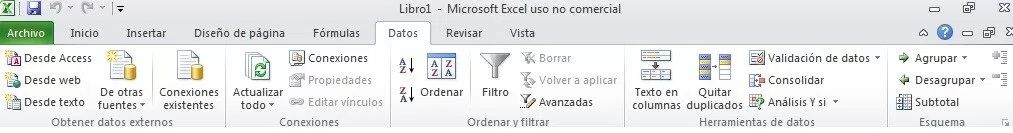 Cinta de opciones Excel
