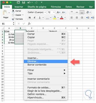Cómo eliminar una columna en Excel