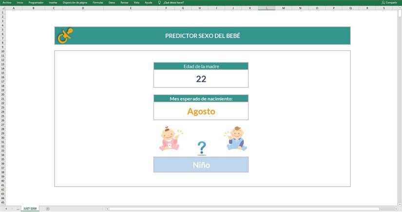 Predictor del sexo del bebé en Excel
