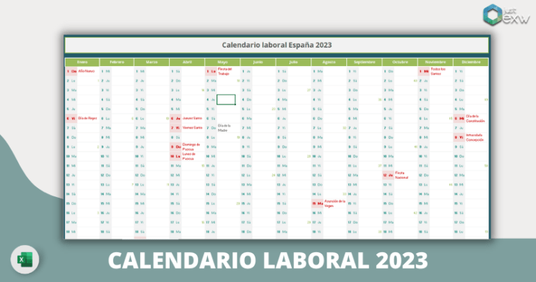 calendario de trabajo 2023 en Excel