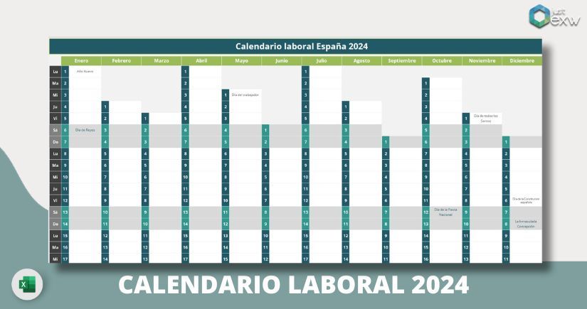 Calendario laboral 2024 en Excel