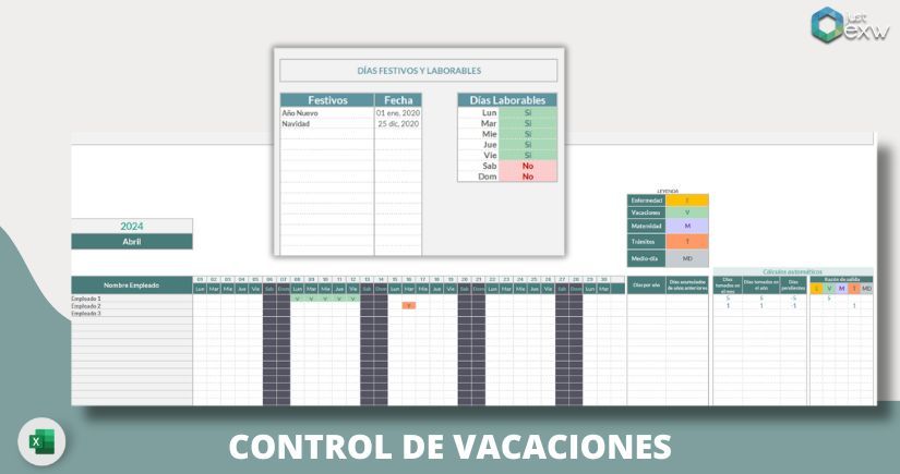 Control de vacaciones en Excel