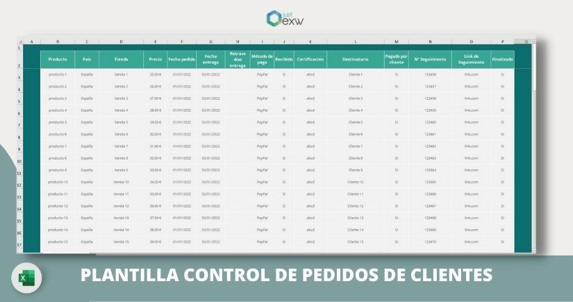 Descargar Plantilla de Control de pedidos de clientes en Excel Gratis