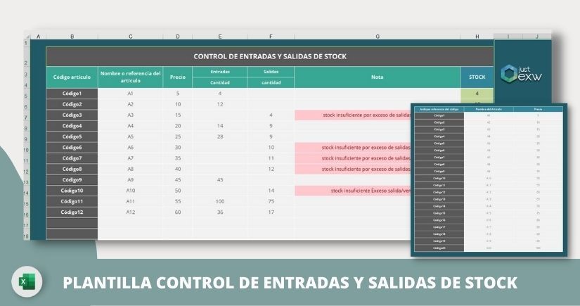 Control de entradas y salidas de stock en Excel