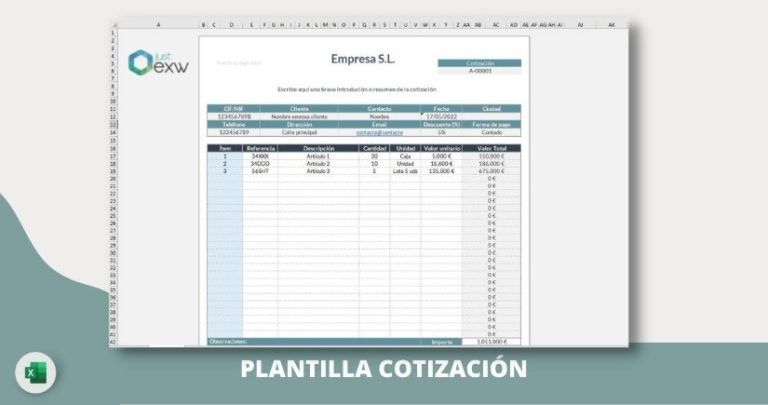 Cotización para Excel