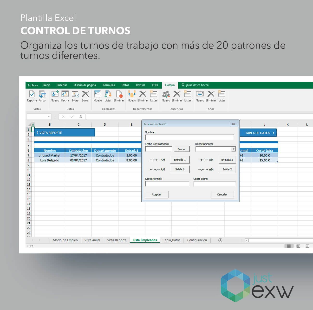 Plantilla de Excel para control de turnos