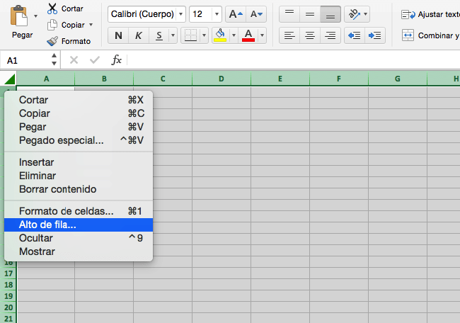 Crear cuadrículas en Excel