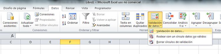validar datos en Excel