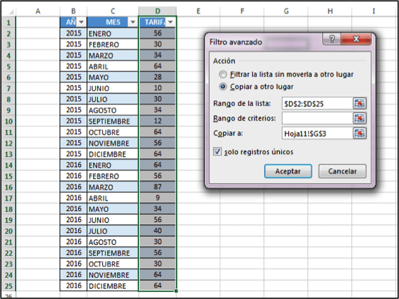 contar datos únicos en Excel