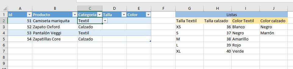 Hacer listas condicionadas en Excel