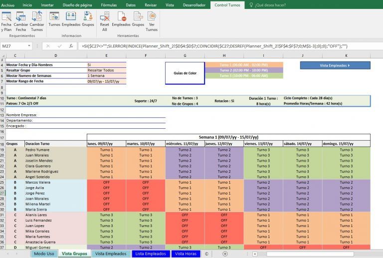 Crear Turnos De Trabajo Con Excel | Just EXW