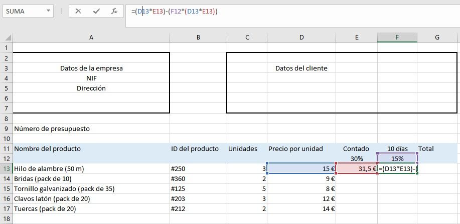 Referencia mixta en Excel