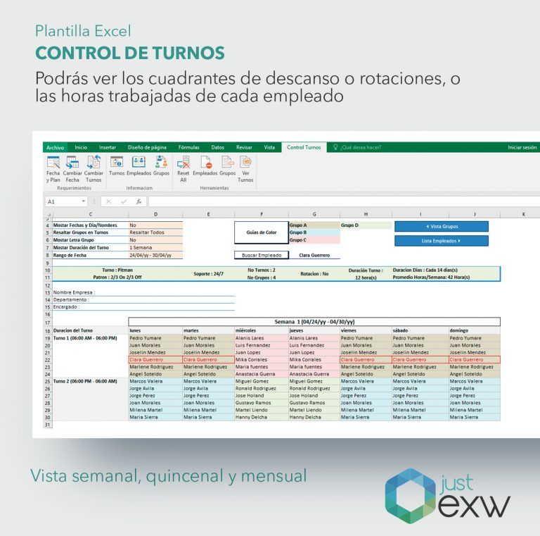 Plantilla Premium Control De Turnos De Trabajo Plantilla De Excel