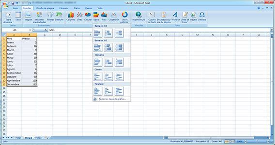 Hacer gráficos de barras en Excel