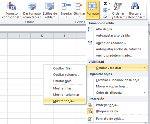 como mostrar hoja de Excel