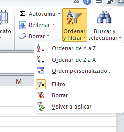 herramientas ordenar datos Excel