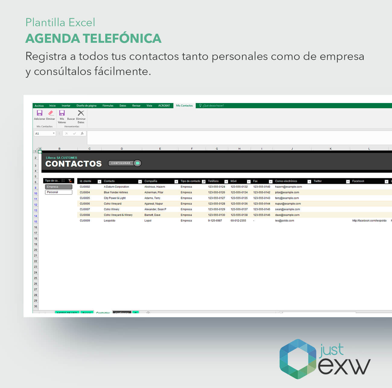 Catarata Infantil imán Plantilla Premium Excel Agenda Telefónica | Justexw