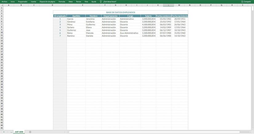 Descargar Plantilla Gratis de Base de datos de empleados en Excel