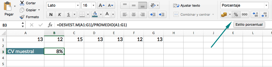 Permitirse región Víspera Cómo calcular el coeficiente de variación de datos en Excel con fórmulas