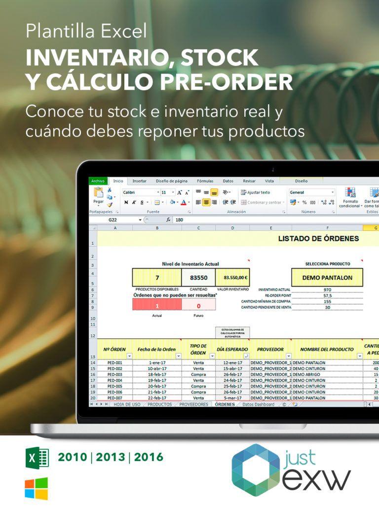 Plantilla Premium Inventario Stock Y C Lculo Pre Order Point Excel