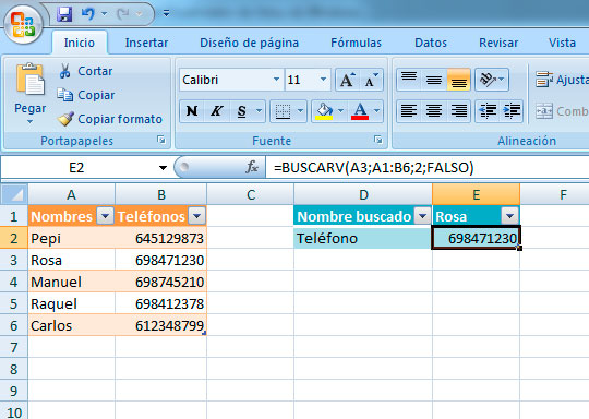 BuscarV en Excel