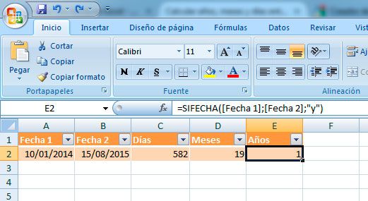 Cómo restar fechas en Excel y obtener años