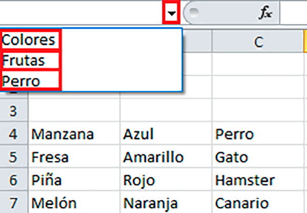 Escoger el rango de celdas de Excel
